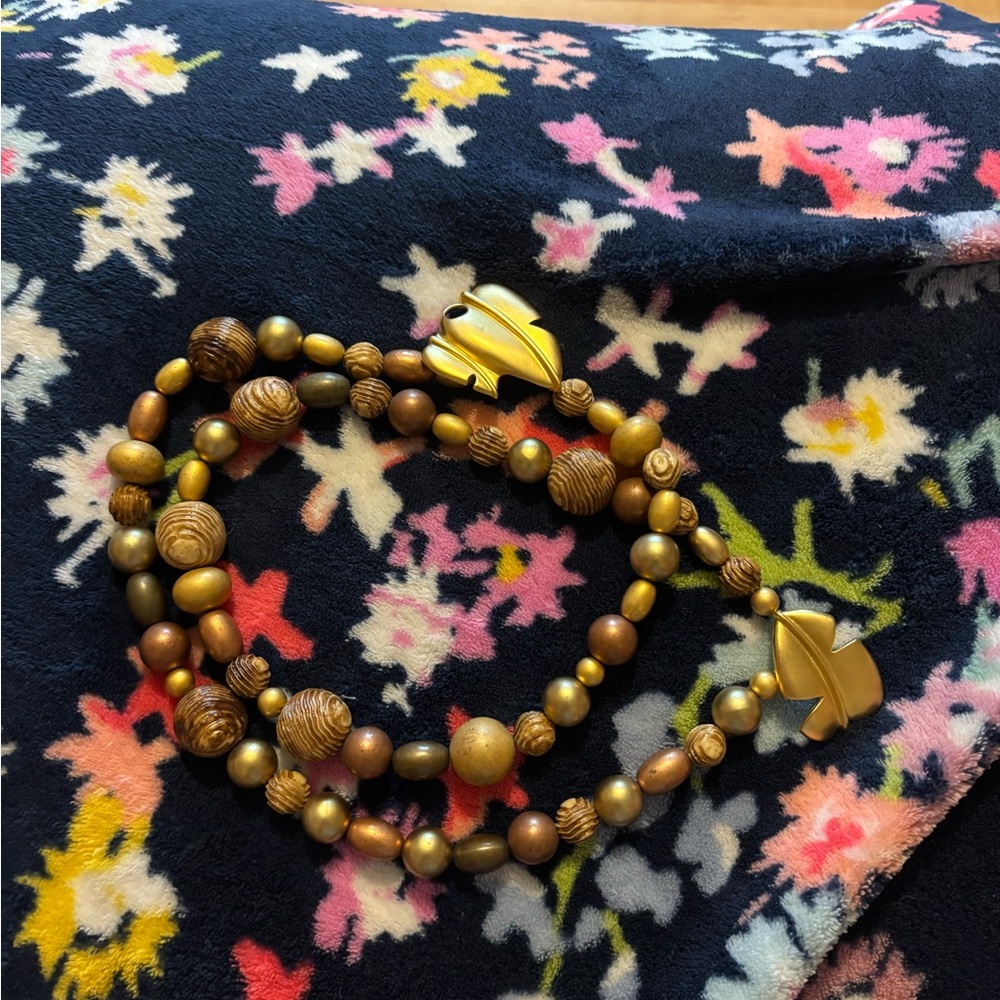 Gold and Brown Beaded Necklace